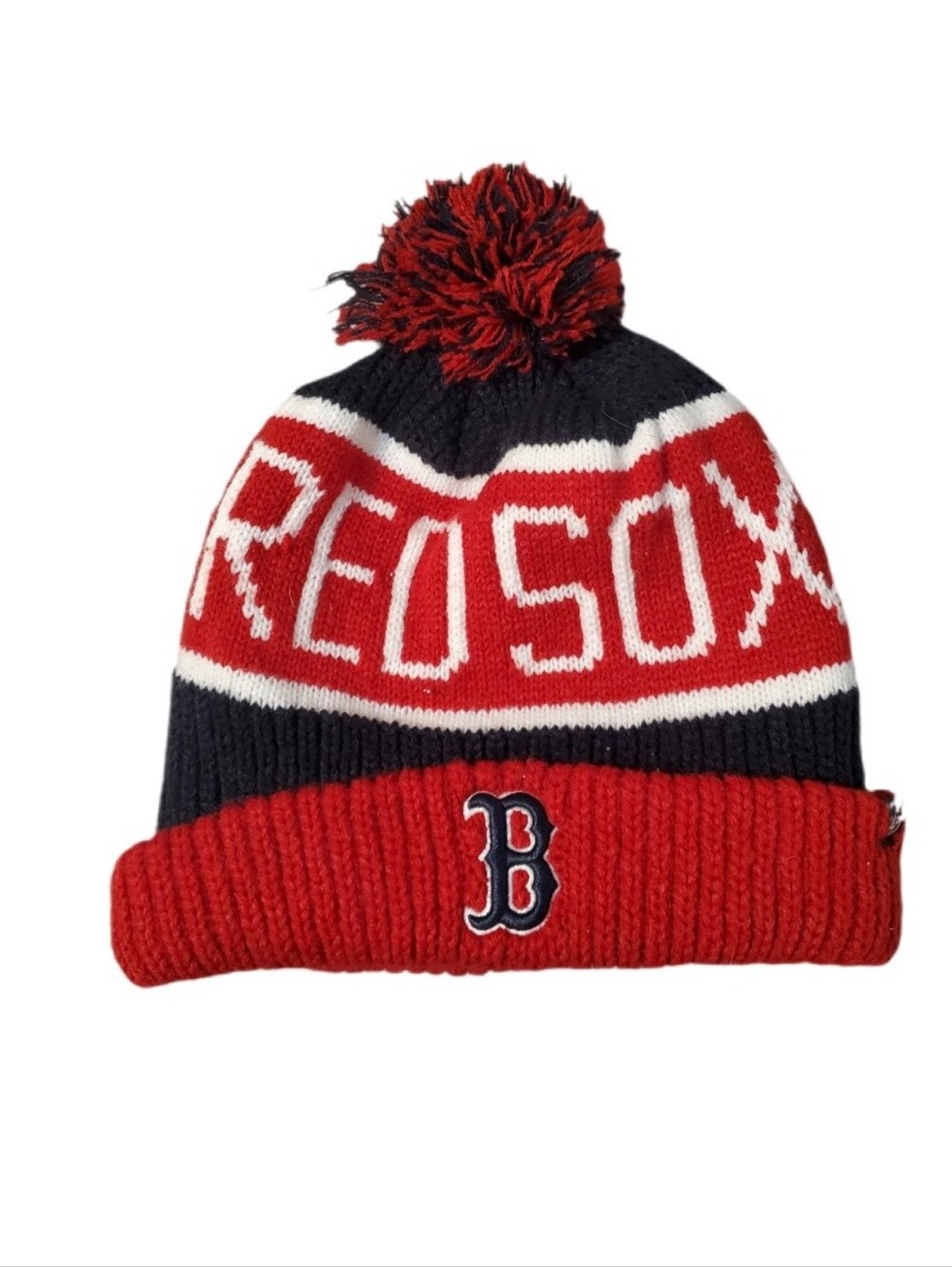 47 Brand Calgary Boston Red Sox Black Red Pom Pom Beanie